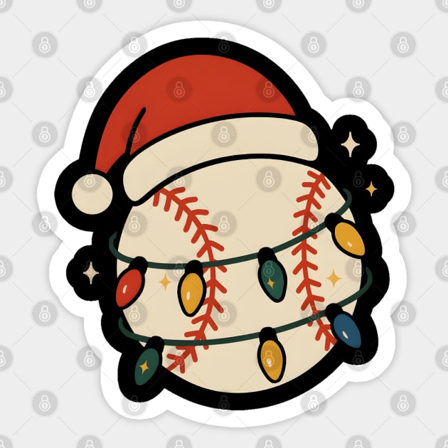Baseball Christmas Shirt | Santa Hat & Holiday Lights Gift Graphic Sticker by MakerMind8.2